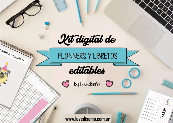 Kit de planners y libretas editables Lovediseño